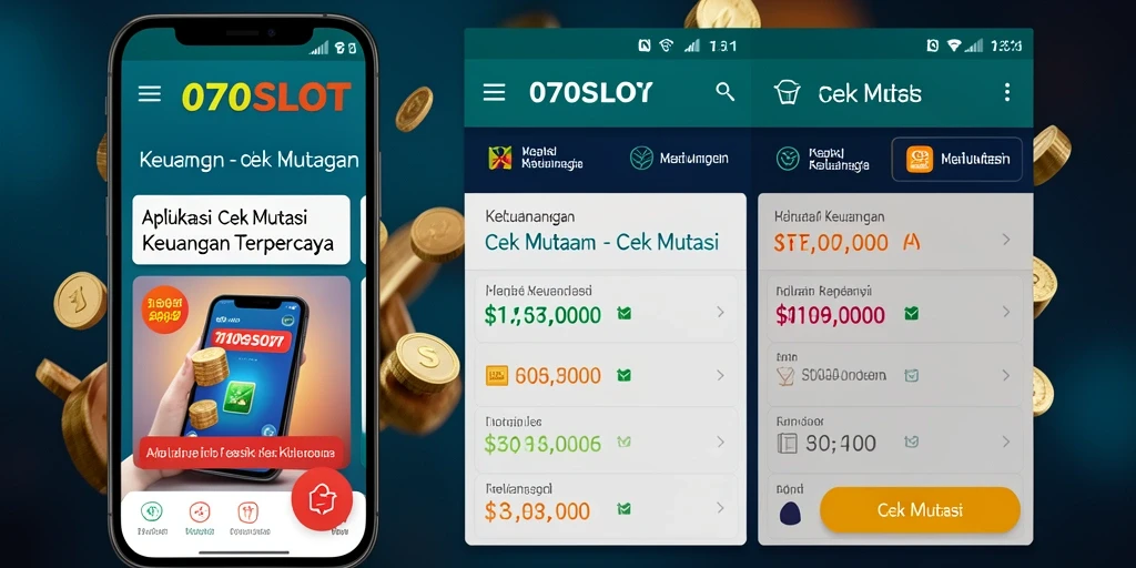 Antarmuka aplikasi 070SLOT yang menampilkan mutasi transaksi keuangan.