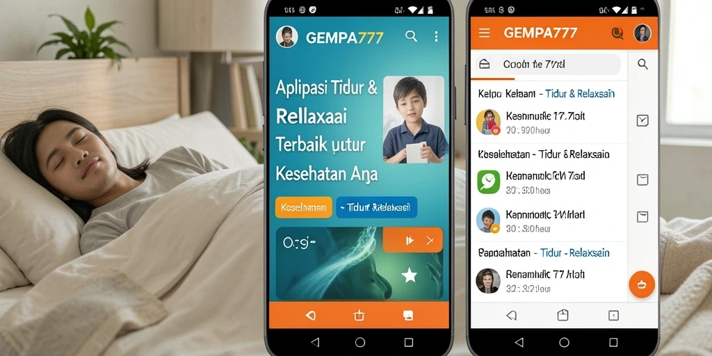 Screenshot antarmuka aplikasi GEMPA777 yang menampilkan fitur Tidur & Relaksasi.